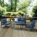 Helice Outdoor Conversation Aluminum 4 Piece Sofa Sets with Cushions - Atlantic Fine Furniture Inc
