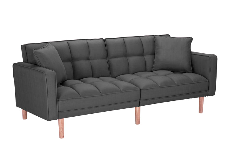 FUTON SLEEPER SOFA WITH 2 PILLOWS DARK GREY FABRIC（W223S01338 、W223S00417。Size difference, See Details in page.） - Atlantic Fine Furniture Inc