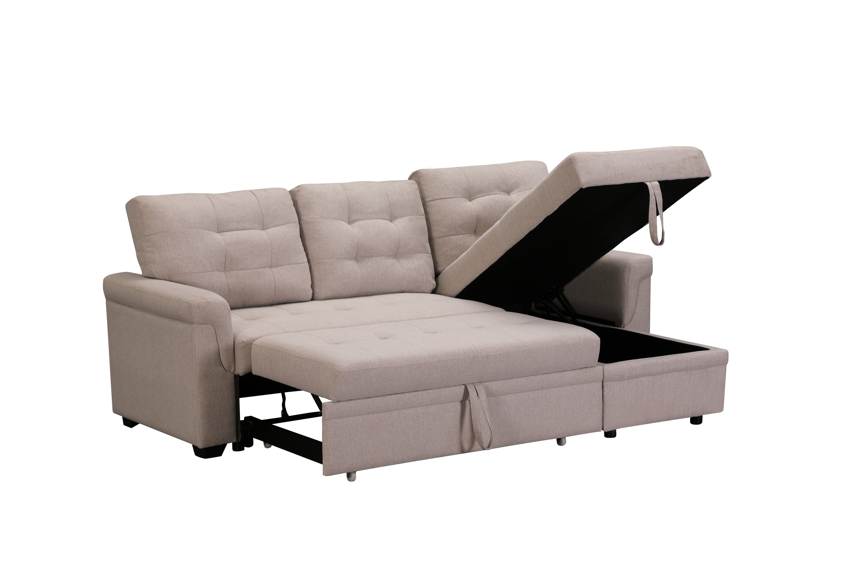 Upholstery Sleeper Sectional Sofa Beige - Atlantic Fine Furniture Inc