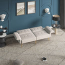 Winforce factory directly supply 280g Italian velvet folding sofa bed, foldable armrests with magazine bags futon, 78inch sleeper sofa, beige velvet - Atlantic Fine Furniture Inc