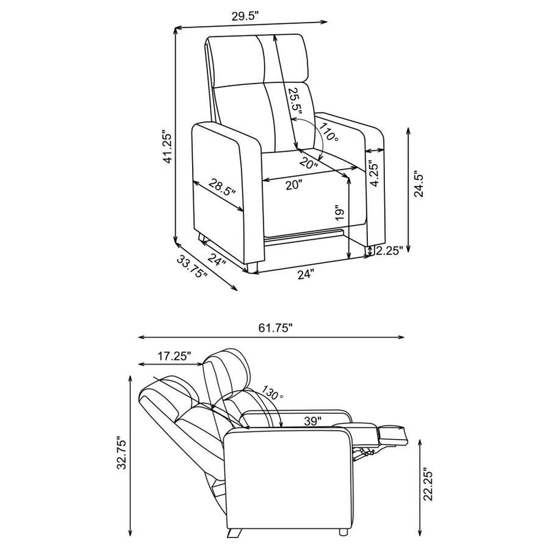 Toohey - Upholstered Home Theater Push Back Recliner - Black - Atlantic Fine Furniture Inc