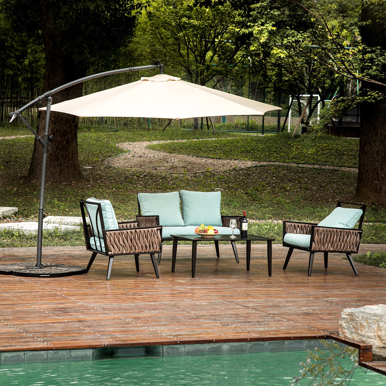 Philemon 10 - Atlantic Fine Furniture Inc Solar Light Cantilever Umbrella - Atlantic Fine Furniture Inc