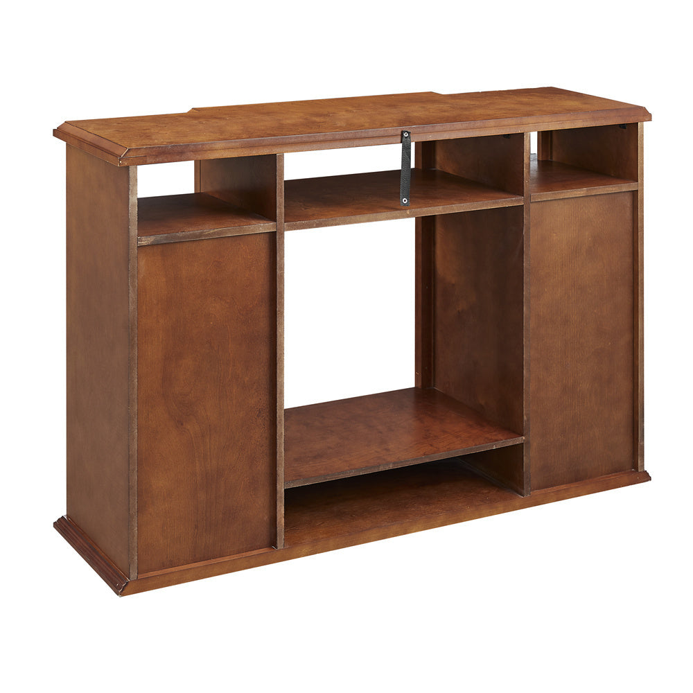 Modern Electric Fireplace TV Stand, Fit up to 55" Flat Screen TV with Two Tempered Glass Storage Cabinet and Adjustable Shelves Wood Veneer TV Console for Living Room, Cherry - Atlantic Fine Furniture Inc