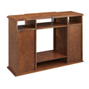 Modern Electric Fireplace TV Stand, Fit up to 55" Flat Screen TV with Two Tempered Glass Storage Cabinet and Adjustable Shelves Wood Veneer TV Console for Living Room, Cherry - Atlantic Fine Furniture Inc