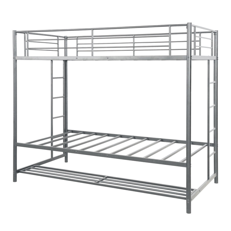 Twin Over Twin Bunk Bed With Storage, Silver