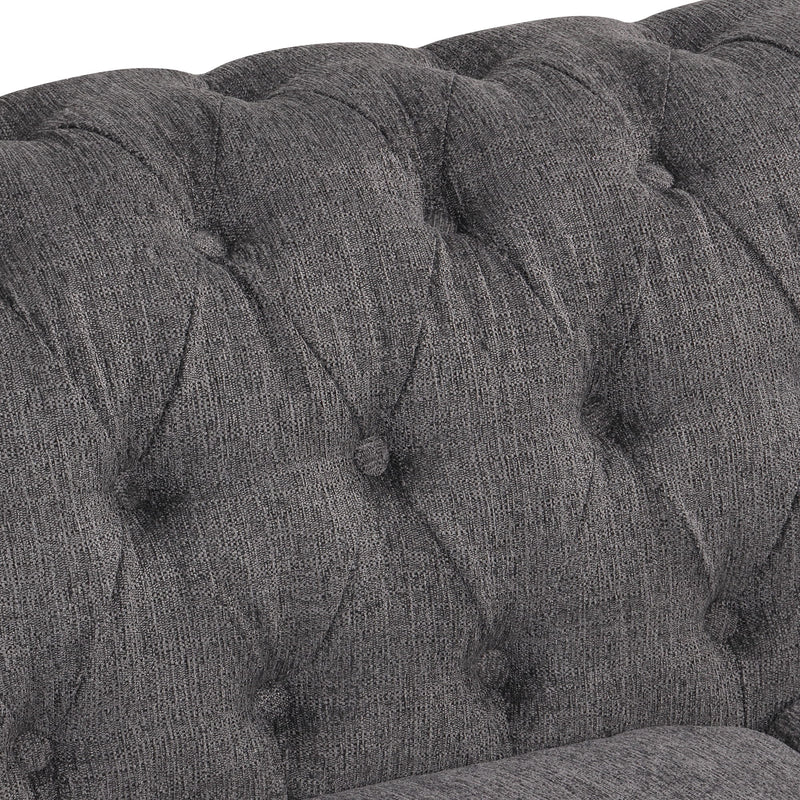 39" Modern Sofa Dutch Plush Upholstered Sofa, Solid Wood Legs, Buttoned Tufted Backrest, Gray