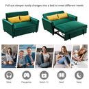 [VIDEO provided]55" Modern Velvet Sofa with Pull-Out Sleeper Bed with 2 Pillows Adjustable Backrest for Small Spaces Green - Atlantic Fine Furniture Inc