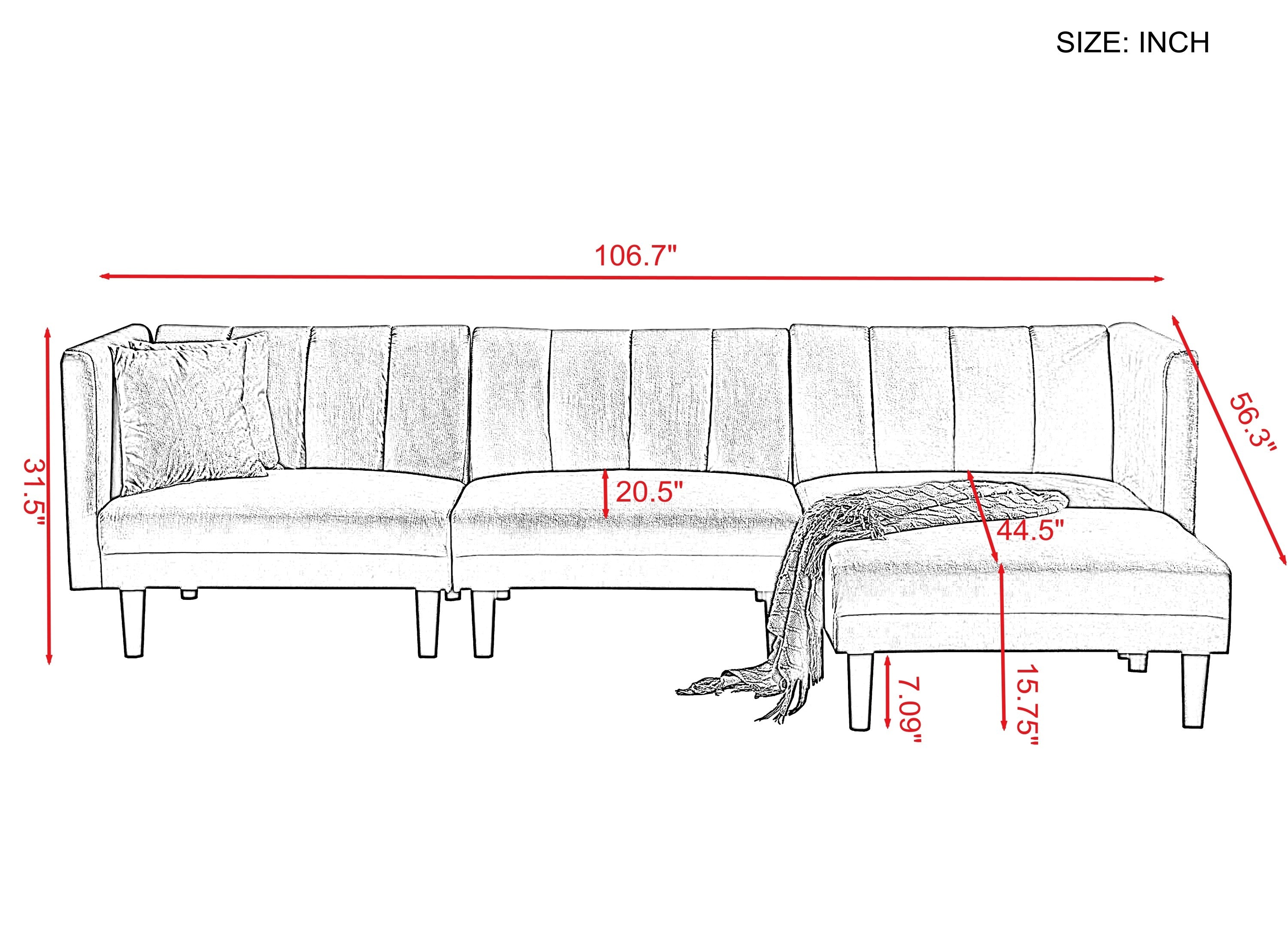 REVERSIBLE SECTIONAL SOFA SLEEPER WITH 2 PILLOWS DARK GREY VELVET（K223S00005） - Atlantic Fine Furniture Inc