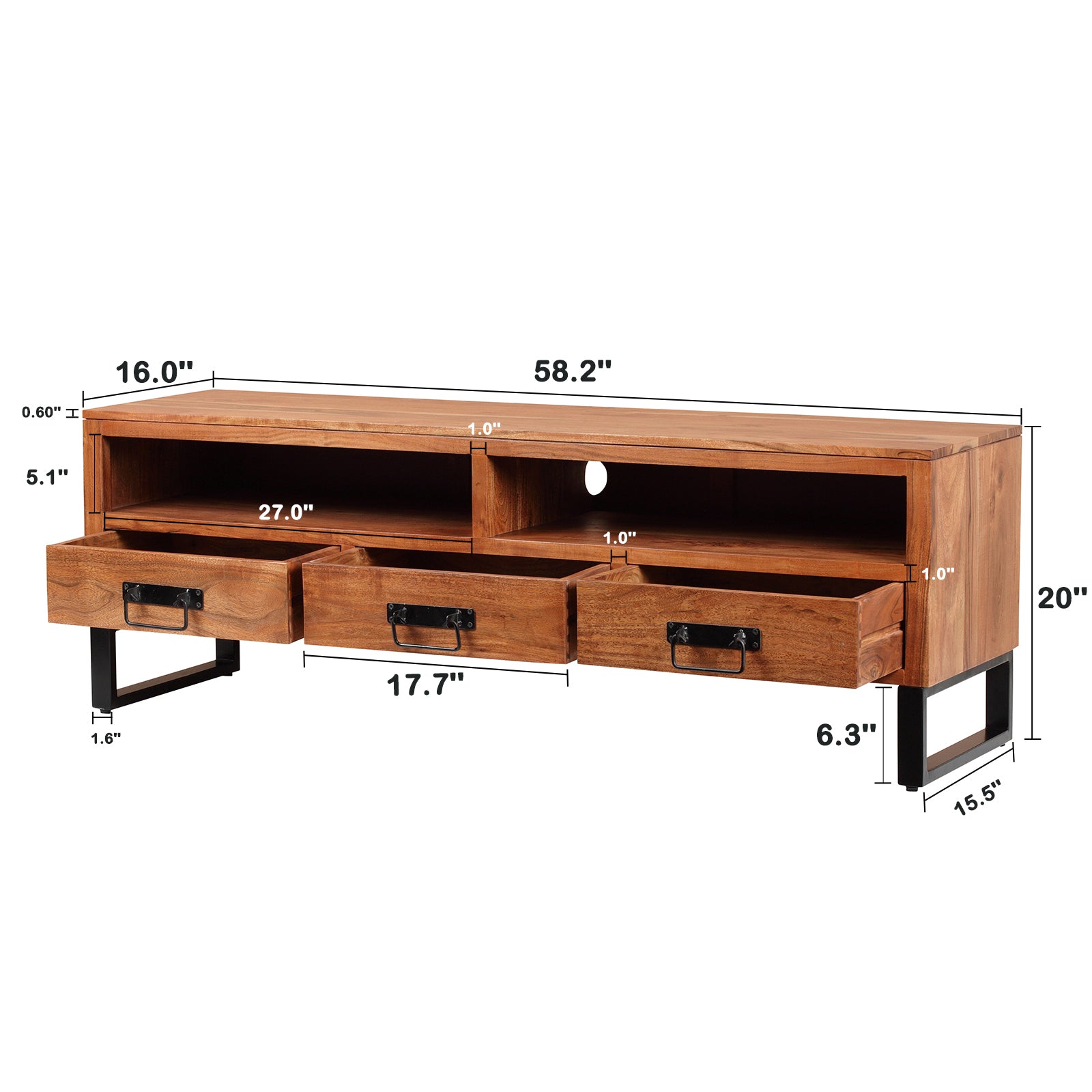 Solid Wood TV Stand for TVs up to 65" - Atlantic Fine Furniture Inc