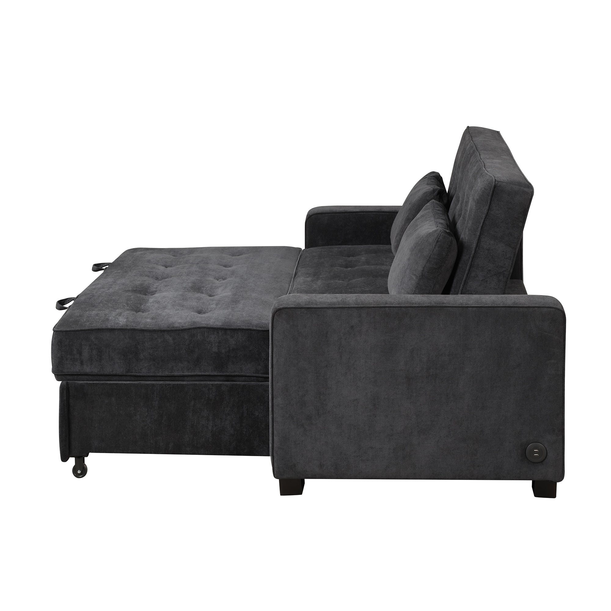 Orisfur. Linen Upholstered Sleeper Bed , Pull Out Sofa Bed Couch attached two throw pillows,Dual USB Charging Port and Adjustable Backrest for Living Room Space - Atlantic Fine Furniture Inc