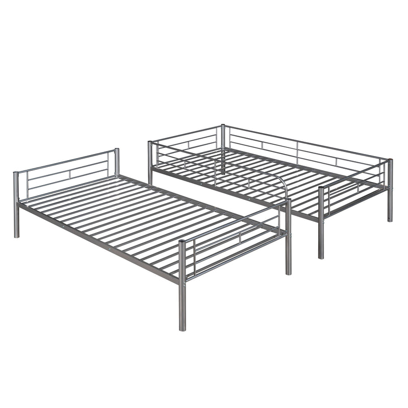 Twin Over Twin Metal Bunk Bed (Silver)