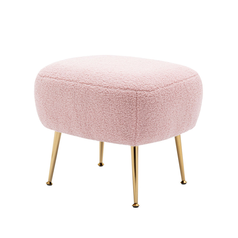 Orisfur. Modern Comfy Leisure Accent Chair, Teddy Short Plush Particle Velvet Armchair With Ottoman For Living Room - Pink