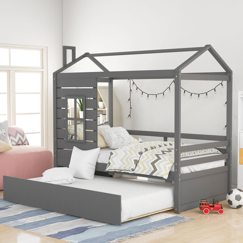 House Bed With Size Trundle