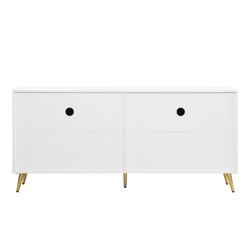 U-Can TV Stand For 60 /" TV, Entertainment Center TV Media Console Table, Modern TV Stand With Storage, TV Console Cabinet Furniture For Living Room - White