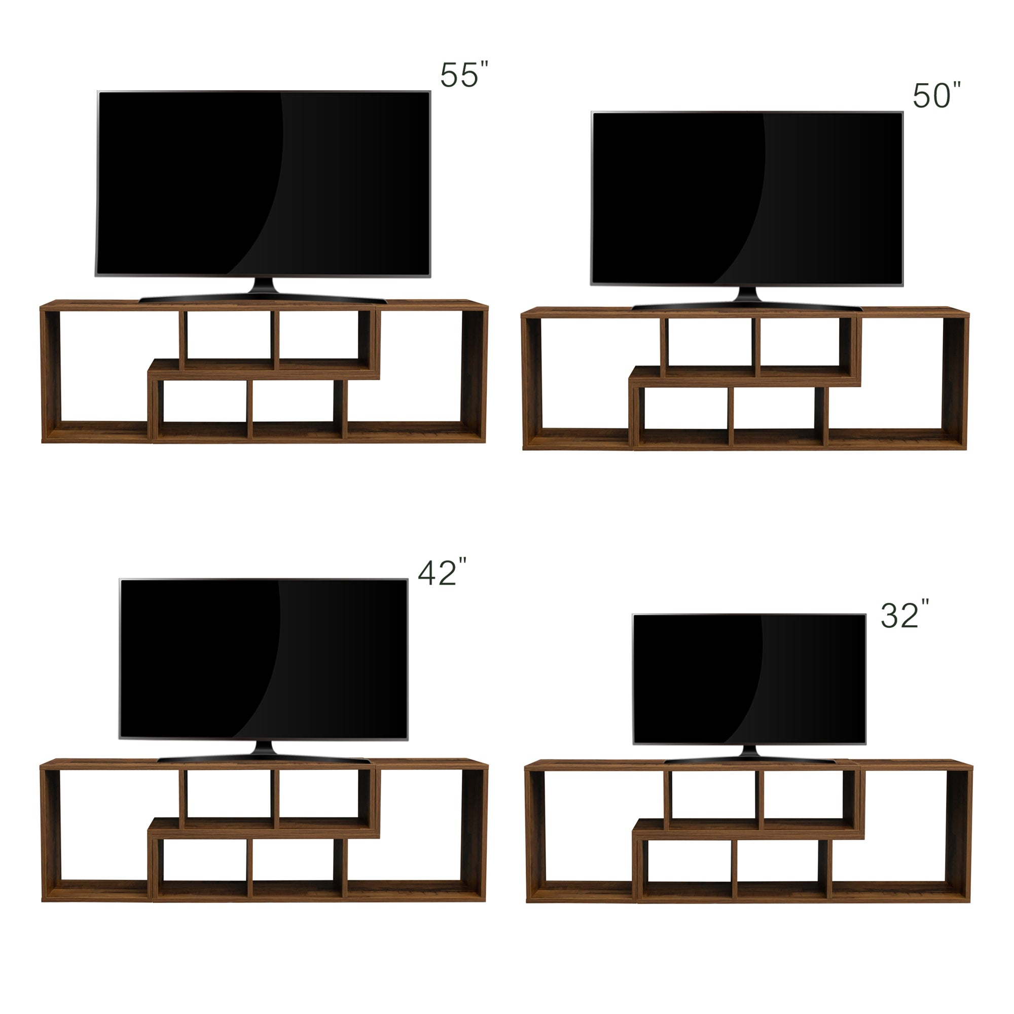 Double L-Shaped Oak TV Stand，Display Shelf ，Bookcase for Home Furniture,Fir Wood - Atlantic Fine Furniture Inc