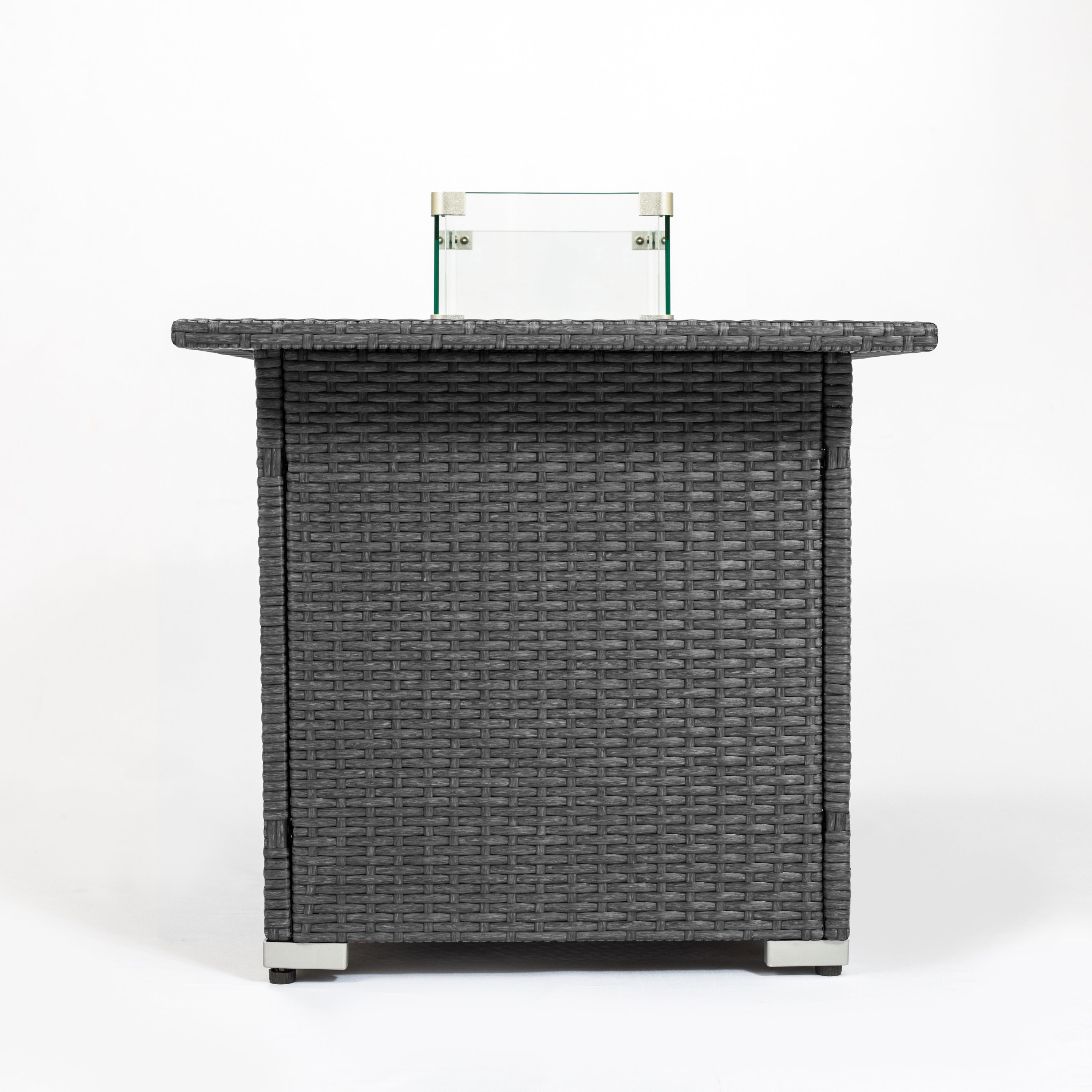 Outdoor 44" Gas Propane Fire pit  Table  Rectangle  50,000 BTU with  8mm Tempered Glass Tabletop & Blue Stone& Steel table lid &Table waterproof dusty Cover ,ETL Certification (Grey) - Atlantic Fine Furniture Inc