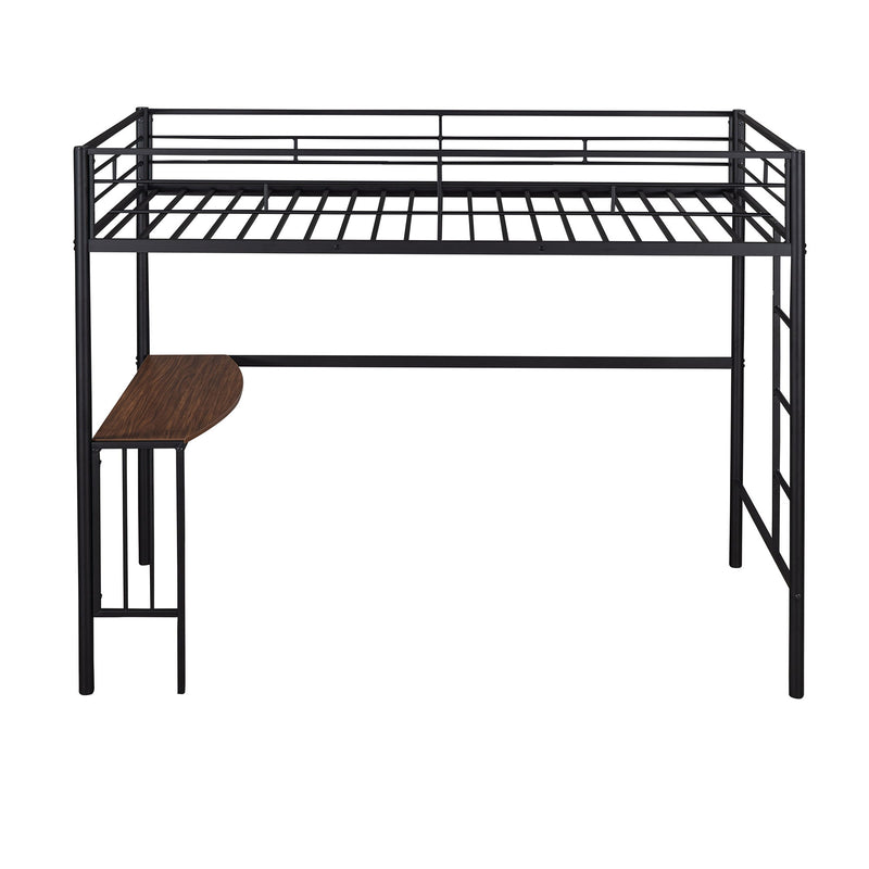 Twin Metal Bunk Bed With Desk, Ladder And Guardrails, Loft Bed For Bedroom, Black