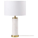 Lucius - Drum Shade Marble Body Table Lamp - White - Atlantic Fine Furniture Inc