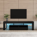 Living Room Furniture TV Stand Cabinet with 2 Drawers & 2 open shelves,20-color RGB LED lights with remote,Black - Atlantic Fine Furniture Inc