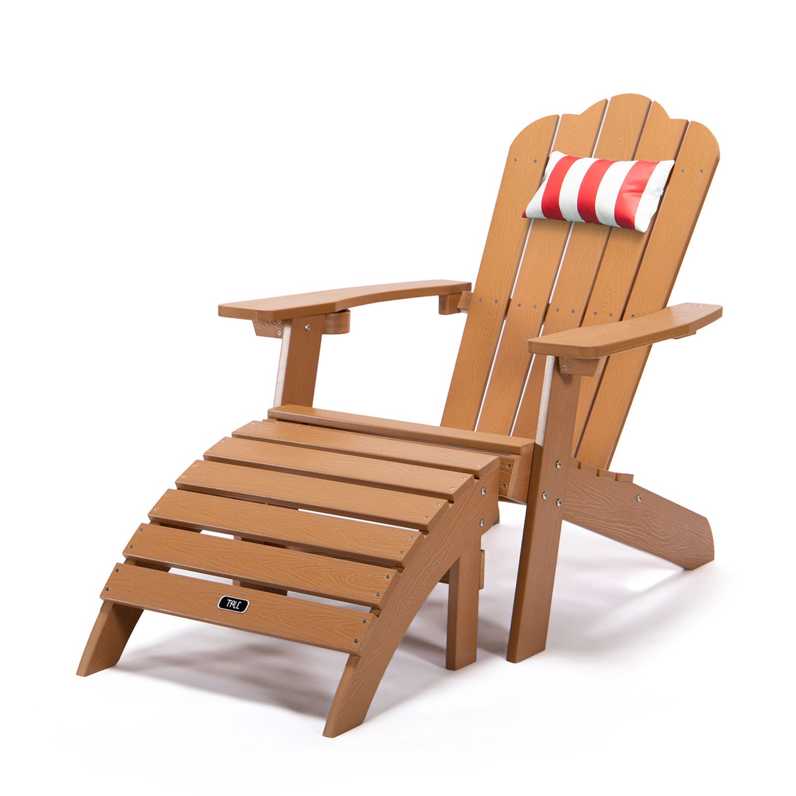 TALE Adirondack Ottoman Footstool All-Weather and Fade-Resistant Plastic Wood for Lawn Outdoor Patio Deck Garden Porch Lawn Furniture Brown - Atlantic Fine Furniture Inc