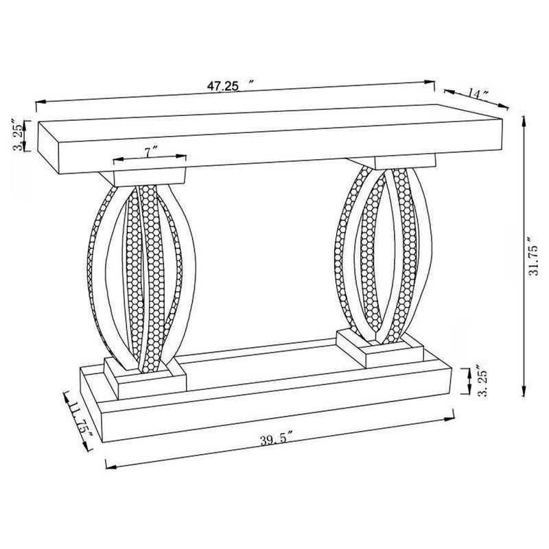 Amalia - Rectangular Sofa Table With Shelf - Clear Mirror