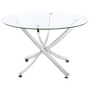 Beckham - 5 Piece Round Glass Top Dining Set - Chrome And White - Atlantic Fine Furniture Inc