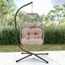 Outdoor Patio Wicker Folding Hanging Chair,Rattan Swing Hammock Egg Chair With Cushion And Pillow - Atlantic Fine Furniture Inc