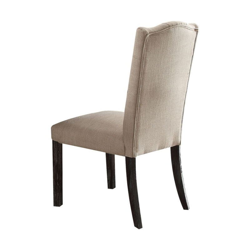 Gerardo - Side Chair (Set of 2) - Beige Linen & Weathered Espresso