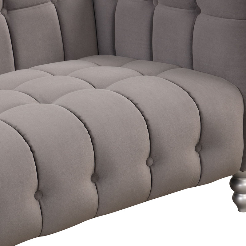 89" Modern Sofa Dutch Fluff Upholstered Sofa With Solid Wood Legs, Buttoned Tufted Backrest, Gray