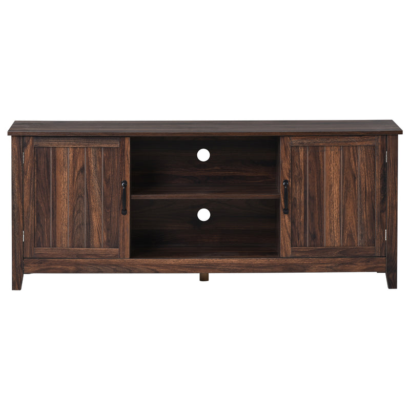 U-Can TV Stand for TV up to 60in with 2  Doors Adjustable Panels Open Style Cabinet, Sideboard for Living room, Tiger