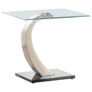 Pruitt - Rectangular Glass Top Metal Side End Table - Satin - Atlantic Fine Furniture Inc
