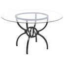 Aviano - Round Glass Top Metal Dining Table - Gunmetal - Atlantic Fine Furniture Inc