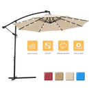 10 FT Solar LED Patio Outdoor Umbrella Hanging Cantilever Umbrella Offset Umbrella Easy Open Adustment with 24 LED Lights - tan Atlantic Fine Furniture Inc