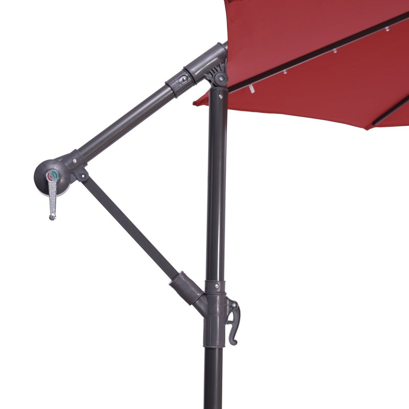 10 FT Solar LED Patio Outdoor Umbrella Hanging Cantilever Umbrella Offset Umbrella Easy Open Adustment with 32 LED Lights Atlantic Fine Furniture Inc
