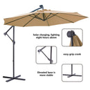 10 FT Solar LED Patio Outdoor Umbrella Hanging Cantilever Umbrella Offset Umbrella Easy Open Adustment with 32 LED Lights -taupe Atlantic Fine Furniture Inc