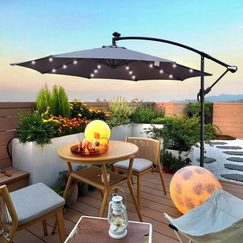 0 patio hanging umbrella sun shade with solar led lights OVIOS 15ft APP In severe weather 10 Foot Patio Umbrella Costway