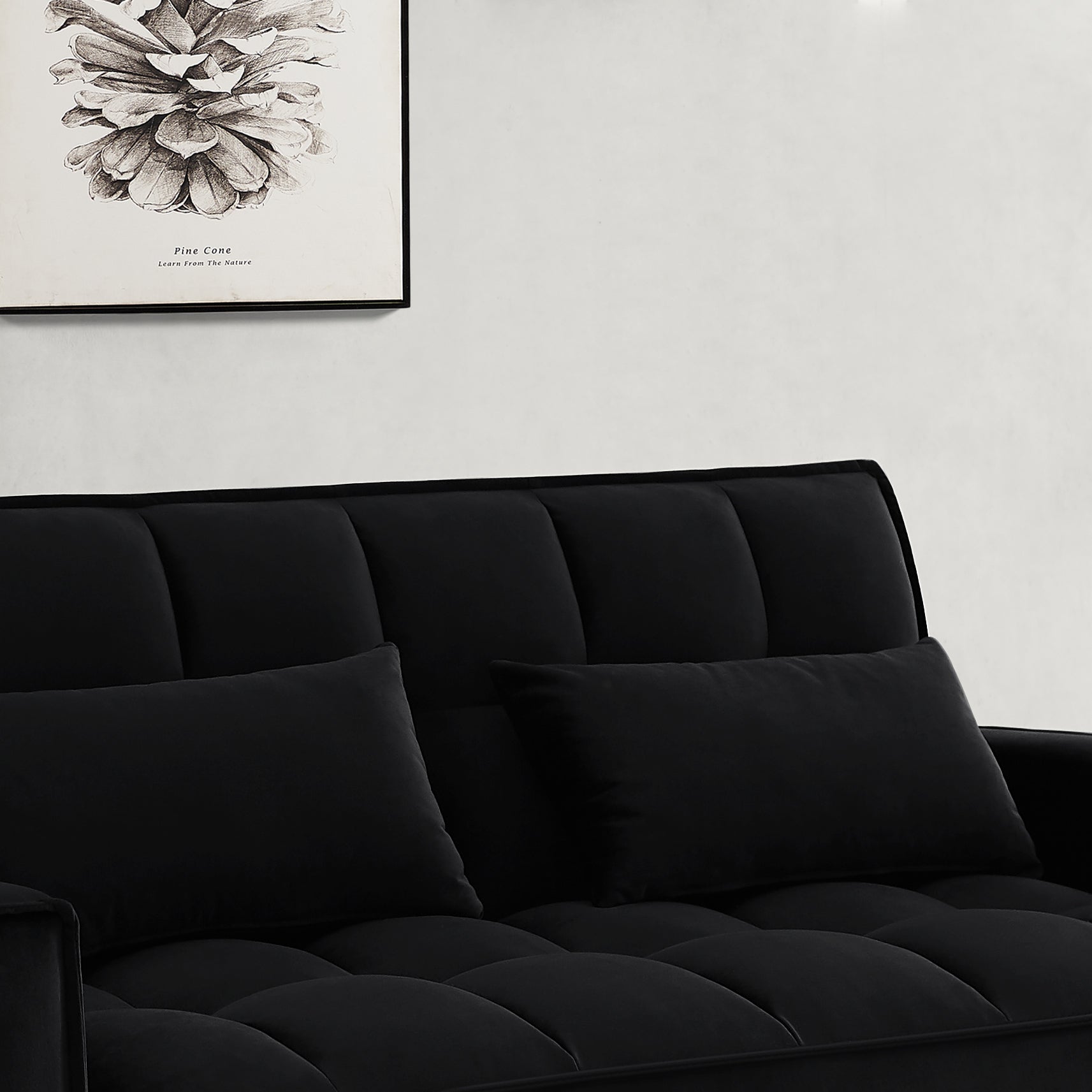 Modern Velvet Convertible Loveseat Sleeper Sofa Couch with Adjustable Backrest, 2 Seater Sofa With Pull-Out Bed with 2 Lumbar Pillows For Small Living Room & Apartment - Atlantic Fine Furniture Inc