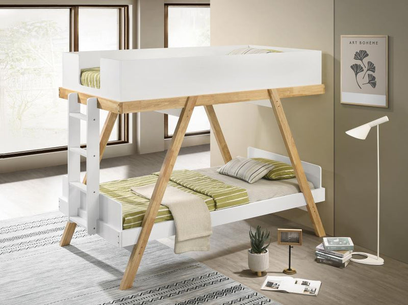 Twin / Twin Bunk Bed - White And Natural