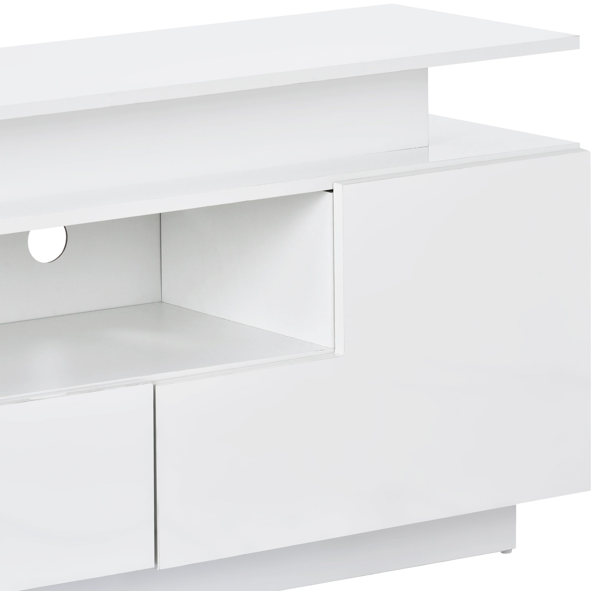 ON-TREND Modern, Stylish Functional TV stand with Color Changing LED Lights, Universal Entertainment Center, High Gloss TV Cabinet for 75+ inch TV, White - Atlantic Fine Furniture Inc
