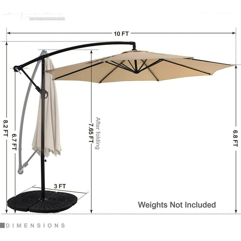 10ft Patio Hanging Umbrella with Cross Base - Atlantic Fine Furniture Inc