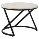 Miguel - Round Marble Top Coffee Table - White And Black - Atlantic Fine Furniture Inc