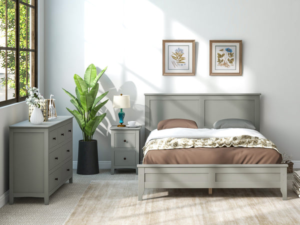 Gray Solid Wood 3 Pieces Full Bedroom Sets - Atlantic Fine Furniture Inc