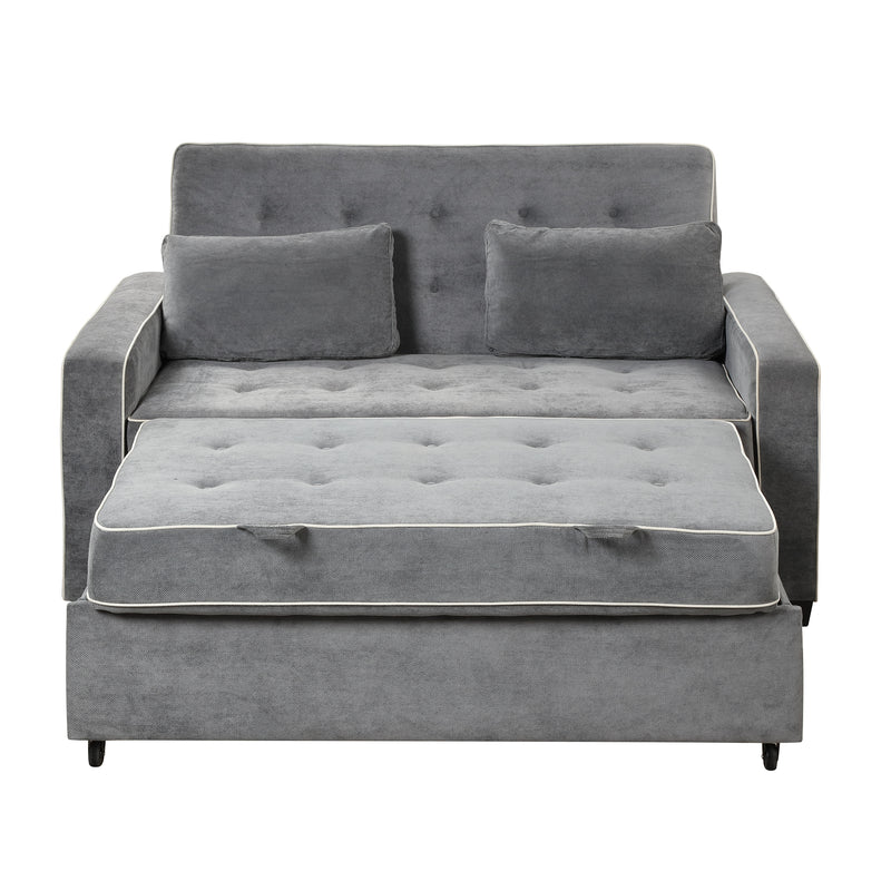 Orisfur. Linen Upholstered Sleeper Bed , Pull Out Sofa Bed Couch attached two throw pillows,Dual USB Charging Port and Adjustable Backrest for Living Room Space - Atlantic Fine Furniture Inc