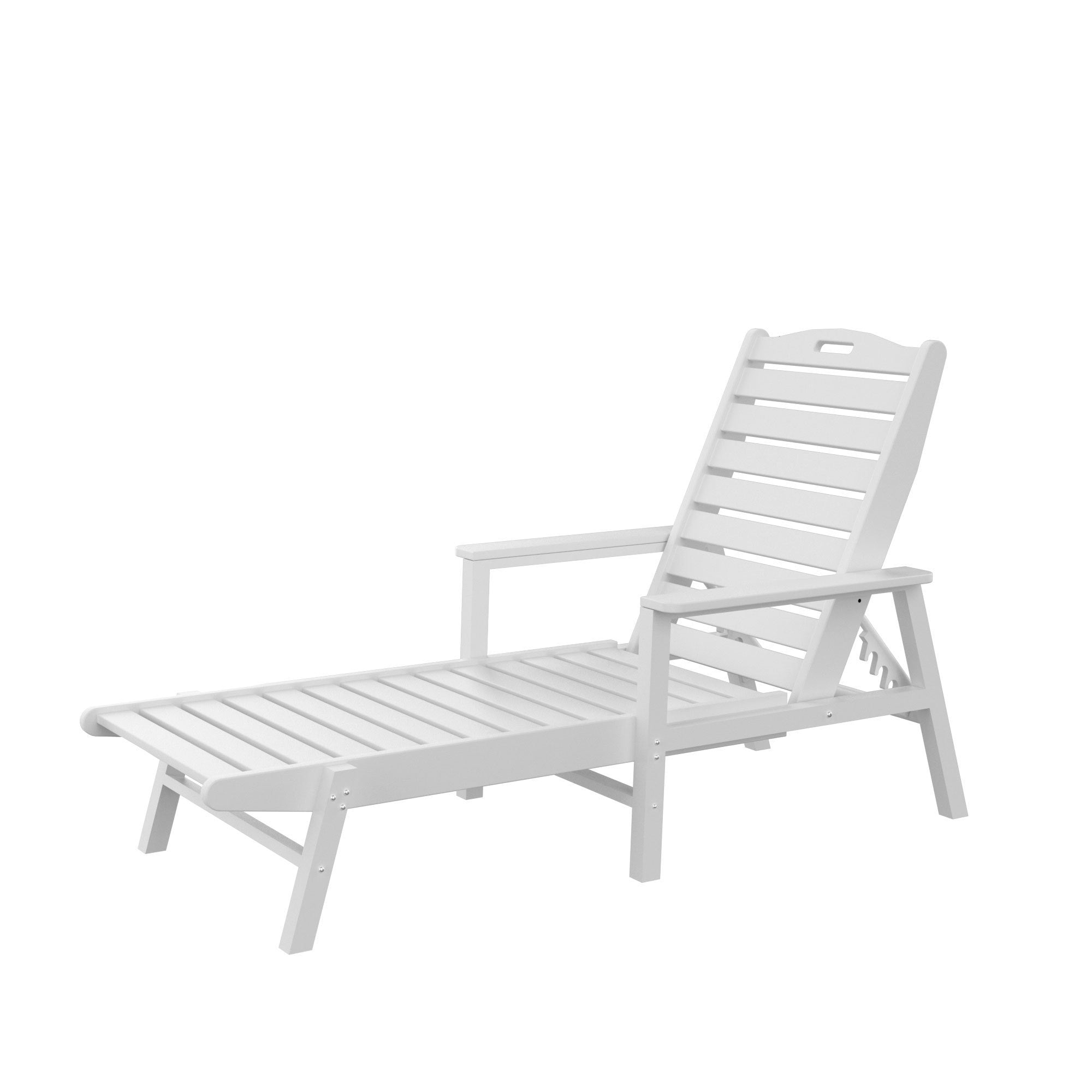 Poor Chaise Lounge Chair HDPE Adirondack Chair for Indoor and Outdoor All Weather Waterproof , White - Atlantic Fine Furniture Inc