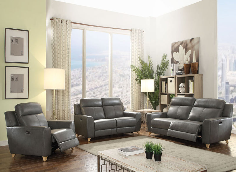 Cayden - Sofa - Gray Leather-Aire Match