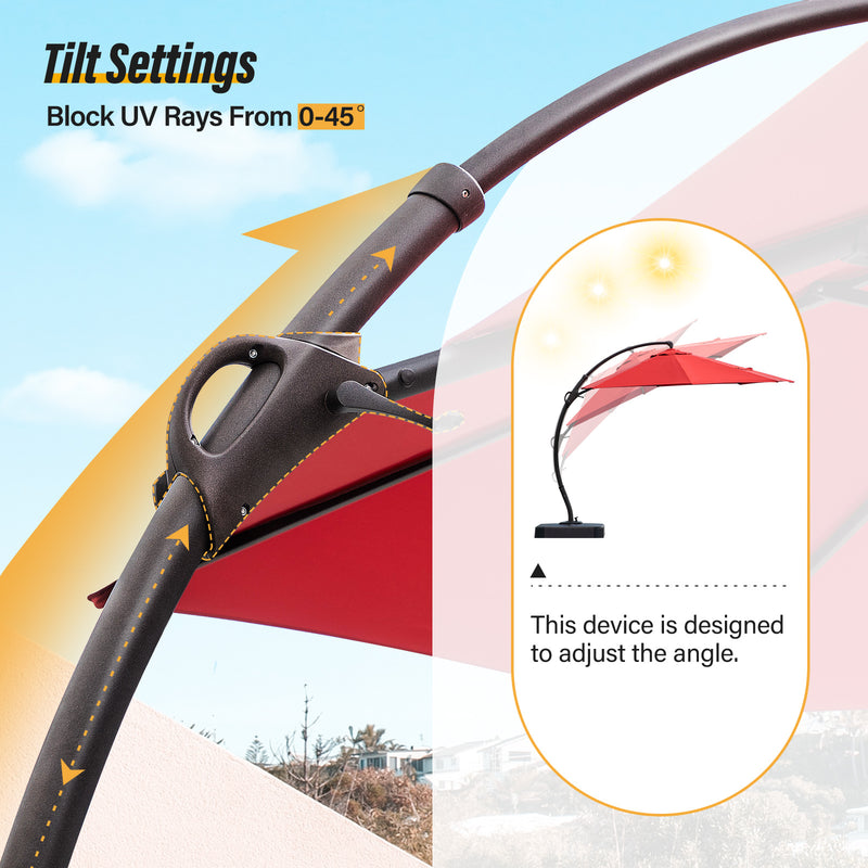 LAUSAINT HOME Outdoor Patio Umbrellas,  12FT Outdoor Umbrella with Base Included, Upgraded Curvy Aluminum Offset Cantilever Umbrella with 360°Rotation Deisgn for Garden Pool Backyard Market Deck