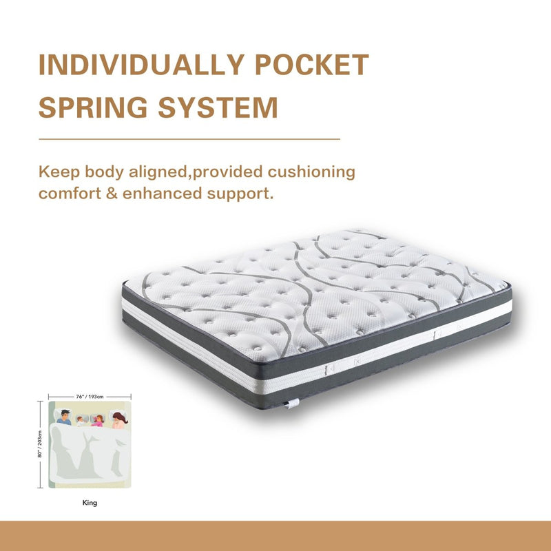 12" Hybrid Pocket Spring Mattress-KING - Atlantic Fine Furniture Inc