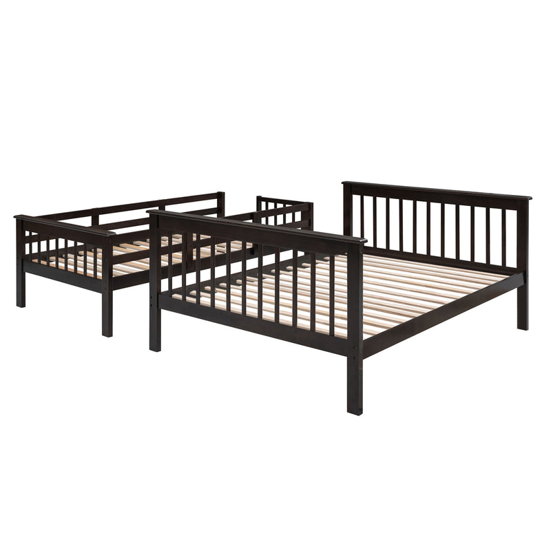 Stairway Twin Over Full Bunk Bed With Storage And Guard Rail For Bedroom, Espresso Color