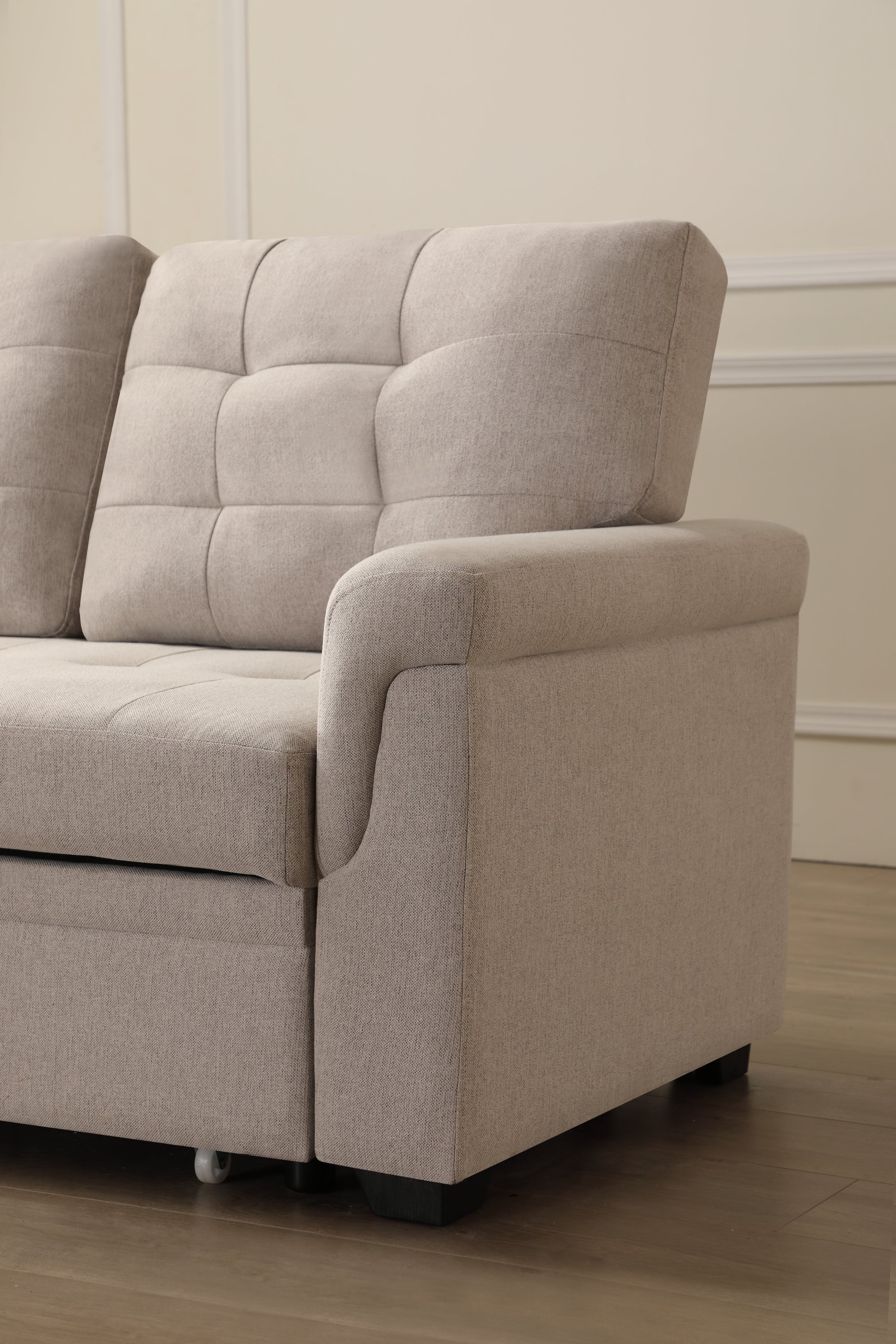 Upholstery Sleeper Sectional Sofa Beige - Atlantic Fine Furniture Inc