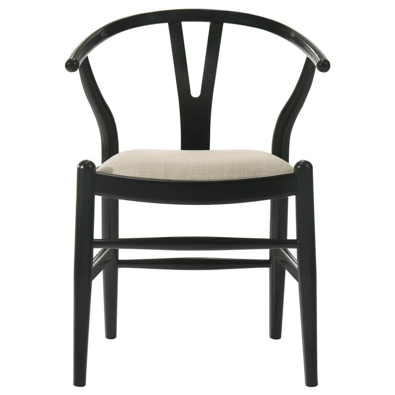 Cortona - Danish Y-Shaped Back Wishbone Dining Side Chair (Set of 2) - Black And Beige